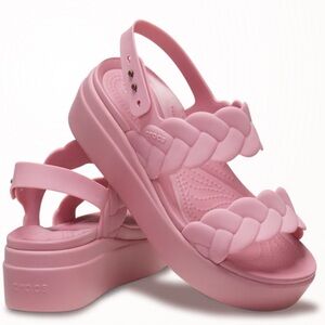 CROCS Pink Braided Platform Sandals